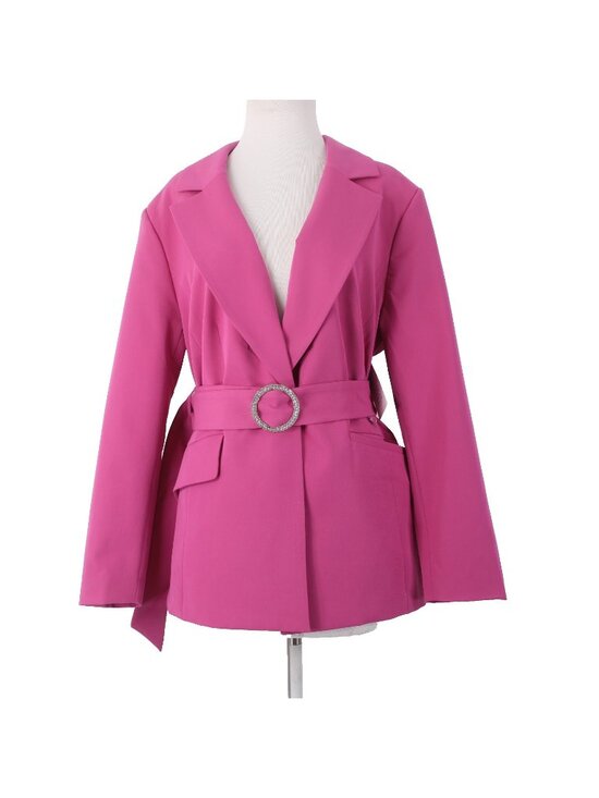 Eloquil Jackets & Blazers - Eloquil Jacket Sz 14 Pink Rhinestones Belted Collared Pockets Poly Rayon